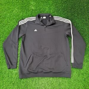Adidas 1/4-Zip Track Jacket 2XL/3XL 26x33 Black Sleeve-Stripes